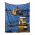 thumbnail image 1 of European Soft Flannel Fleece Throw Blanket, River of Budapest at the Evening Tranquil Bridge Hungarian Culture Heritage, Cozy Plush for Indoor and Outdoor Use, 50" x 60", Multicolor, by Ambesonne, 1 of 6