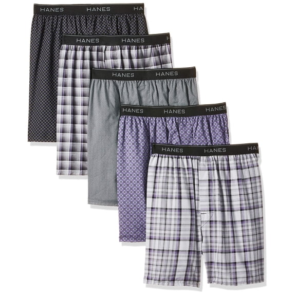 Men's 5-Pack Printed Woven Exposed Waistband Boxers