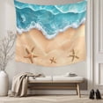 thumbnail image 5 of Ocean Beach Tapestry for Bedroom Wall Hanging Tapestry, Starfish Sea Waves Coastal Seaside Sand Ceiling Backdrop Tapestries Poster Blanket Wall Decor for Teens Room Living Room Dorm 59" x 79", 5 of 8