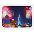 thumbnail image 1 of City Bath Mat, Colorful Image of Fireworks in the Sky over Business District Ho Chi Minh in Vietnam, Plush Bathroom Decor Mat with Non Slip Backing, 29.5" X 17.5", Multicolor, by Ambesonne, 1 of 2