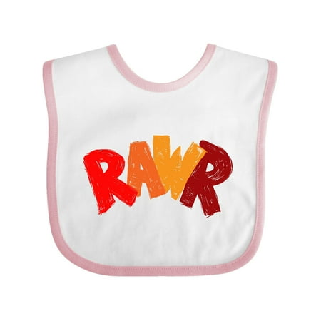 

Inktastic Rawr Distressed Text in Red and Orange Gift Baby Boy or Baby Girl Bib