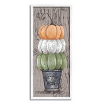 Stupell Industries Rustic Pumpkin Gourd Harvest Produce Grain Pattern Framed Wall Art, 10 x 24, Design by Julie Norkus