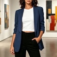 thumbnail image 3 of Sahpxhe Womens Blazer Open Front Ruched 3/4 Sleeve Shawl Collar Blazer Casual Business Long Suit Jacket with Lining Navy XXXL, 3 of 8