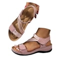 thumbnail image 4 of Domuza Womens Wedge Sandals, Adjustable Strap Open Toe Casual Comfort Sandals, Lightweight Non-Slip Summer Walking Shoes Pink 8（EU-40）, 4 of 4