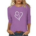 thumbnail image 1 of Plebaso Hauts Cœur pour Femmes Manches 3/4 Col Rond T-Shirts Décontractés Imprimé Chandail Femmes 2025 Tee Blouses, 1 of 4