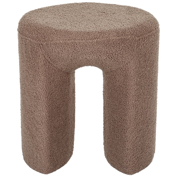Aria Home Horseshoe Upholstered Stool Teddy Luxe Footrest Seat for Modern Living Room Accent, Brown