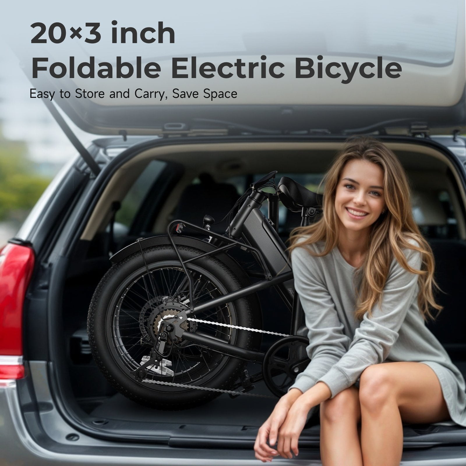 Electric Bike for Adults, Peak 1000W Motor Electric Bicycle, 20" Fat Tire E-Mountain Bike, 7.8Ah Battery UL2849, App Control