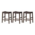 thumbnail image 1 of Maven Lane Emerson Counter Stool, Weathered Brown with Vegan Leather, Set of 3, 1 of 6