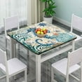 thumbnail image 2 of Blue Seahorse Square Tablecloth, Waterproof Fitted Table Cloth for Outdoor Picnic Indoor, Ocean Vintage Marine Life Print Wipeable Elastic Fabric Table Cover, Fits Tables up to 36" Square, 2 of 4