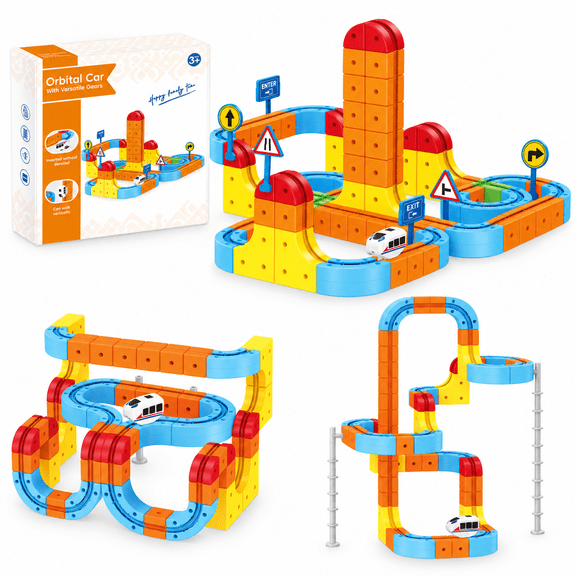 JBeeCtrl Electric Train Set for Kids 3 4 5 6 7 8 Years Old 146 Pcs DIY Climbing Train Track Set Build and Roll Toy for Boys Girls Ages 3-8 Christmas Birthday Gift