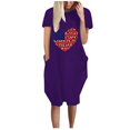 thumbnail image 1 of Vestido suelto de manga corta informal con estampado de bandera de moda de verano para mujer con bolsillo y cuello redondo Pompotops  ghjkhdj11909, 1 of 5