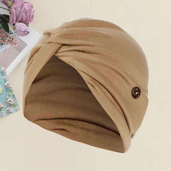 Brown Headband for Women Ladies' Fashion Solid Color Anti Lock Headcloth Hat Casual Baotou Hat