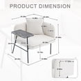 thumbnail image 4 of Leisure Lounge Chair with Side Table and Back Pillow, Modern Upholstered Accent Armchair Single Sofa with Metal Legs and Side Pockets, Living Room Bedroom Reading Seating, Beige, 4 of 11
