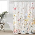 thumbnail image 2 of Extra Long Shower Curtain 72x96 Inch, Spring Flowers Shower Curtain Waterproof Bathroom Decor Watercolor Botanical Wild Florals Herbs Fabric Bath Curtain Set Accessories with Hooks, 2 of 6
