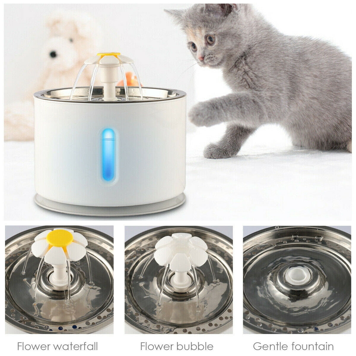 SHANNA Cat Water Fountain Stainless Steel, 81oz/2.4L Cat Fountain Pet Water Dispenser