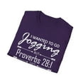 thumbnail image 4 of Funny I Wanted To Go Jogging Proverbs 28:1 Unisex Softstyle T-Shirt, 4 of 4