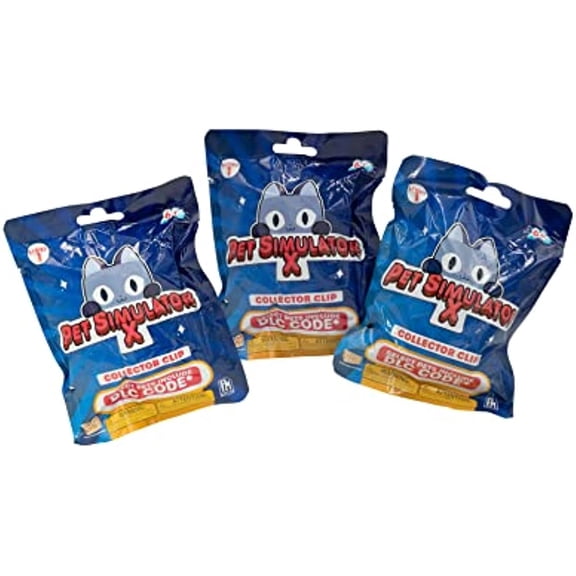 PET Simulator X - Mystery Pet Minifigure Toys with Collector Clip - Blind Bags 3 Pack and Chance of DLC Code - Surprise Collectable