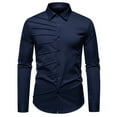 thumbnail image 2 of VgaVtl Collared Long Sleeve Men Shirts Dress Shirts Cotton Shirts for Men Plus Size Bottoming Solid Button up Office Blue Shirts, 2 of 7