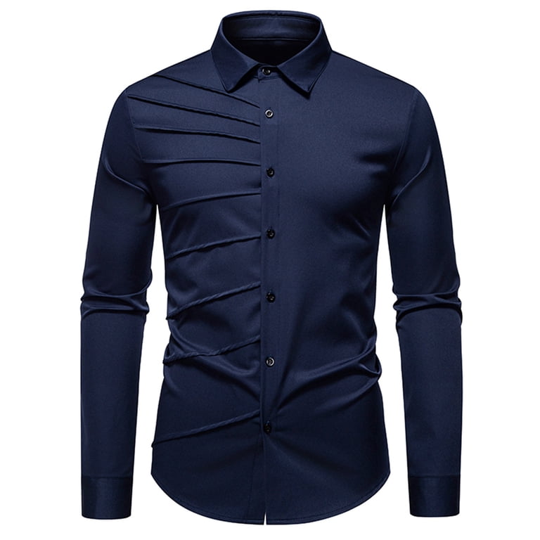 Royisotas Dress Shirts for Men Long Sleeve Mens Shirts Casual Big and Tall  Mens Fashion Turndown Collar Cardigan Business Top Shirt Button Tops -  Walmart.com