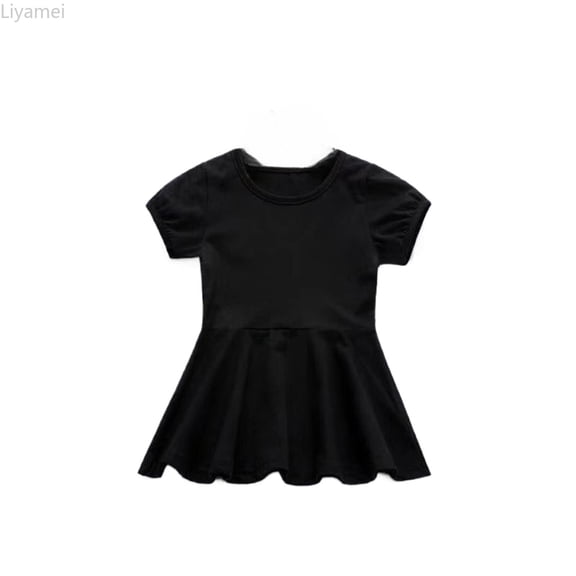Liyamei Girls Summer Dresses Casual Dress For Baby Toddler Girls Pure Color Elastic Waist Outdoor Play Dress For 5 Months To 4 Years Toddler Girl Dresses 18-24 Months