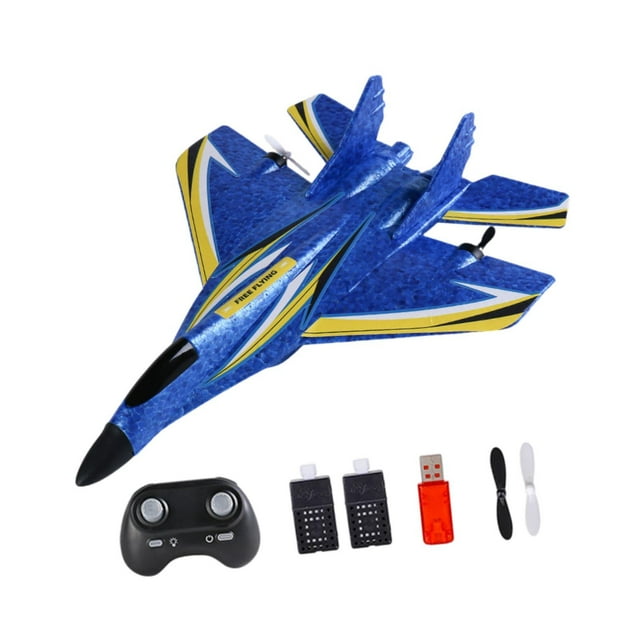 Avión RC Avión de control remoto con giroscopio con peso ligero, espuma, juguete de avión Batería azul