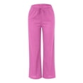 thumbnail image 5 of Jxximdong Palazzo Pants for Women, Daily Elastic Waist Pockets Straight Solid Color Casual Pants Loose Long Trousers, Pink Womens Casual Trousers, 5 of 6