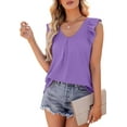 thumbnail image 3 of Womens Tank Tops Loose Fit Summer Tops Ruffle Sleeveless Blouses Shirts Pleated, 3 of 4