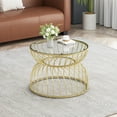 thumbnail image 2 of GDF Studio Modern Gold Metal Coffee Table with Clear Tempered Glass Top, 2 of 6