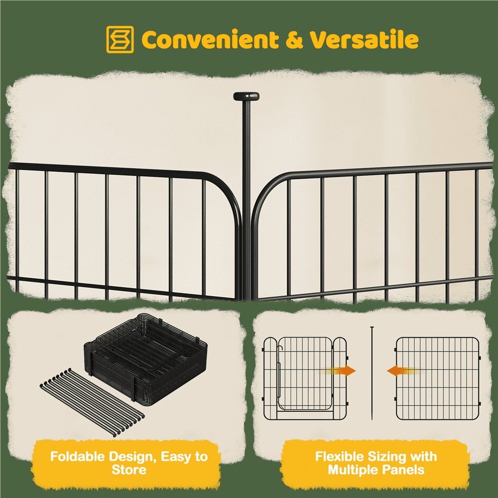 Renwick 24" Tall Foldable Dog Playpen Panels with Door, 16 Panels, Black