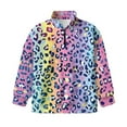 thumbnail image 4 of Uorisanigo Girls Half Zip Pullover Sweatshirt Oversized Long Sleeve Pullover Top for Vacation Shopping Exercise Wear, Lightweight Rainbow Cheetah Leopard Print Quarter Zipper Hoodies, 4 of 7