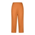 thumbnail image 5 of FUNUONY High Waisted Yoga Pants for Women with Pockets Capri Leggings for Women Workout Leggings for Women Yoga Capris Pants High Waisted Crop Work Pants Summer Casual Slacks Yoga Dress Pant Orange L, 5 of 7