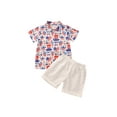 thumbnail image 2 of Honganda Boy?s Independence Day Short Sleeve Shirt and Solid Color Shorts Set, 2 of 8