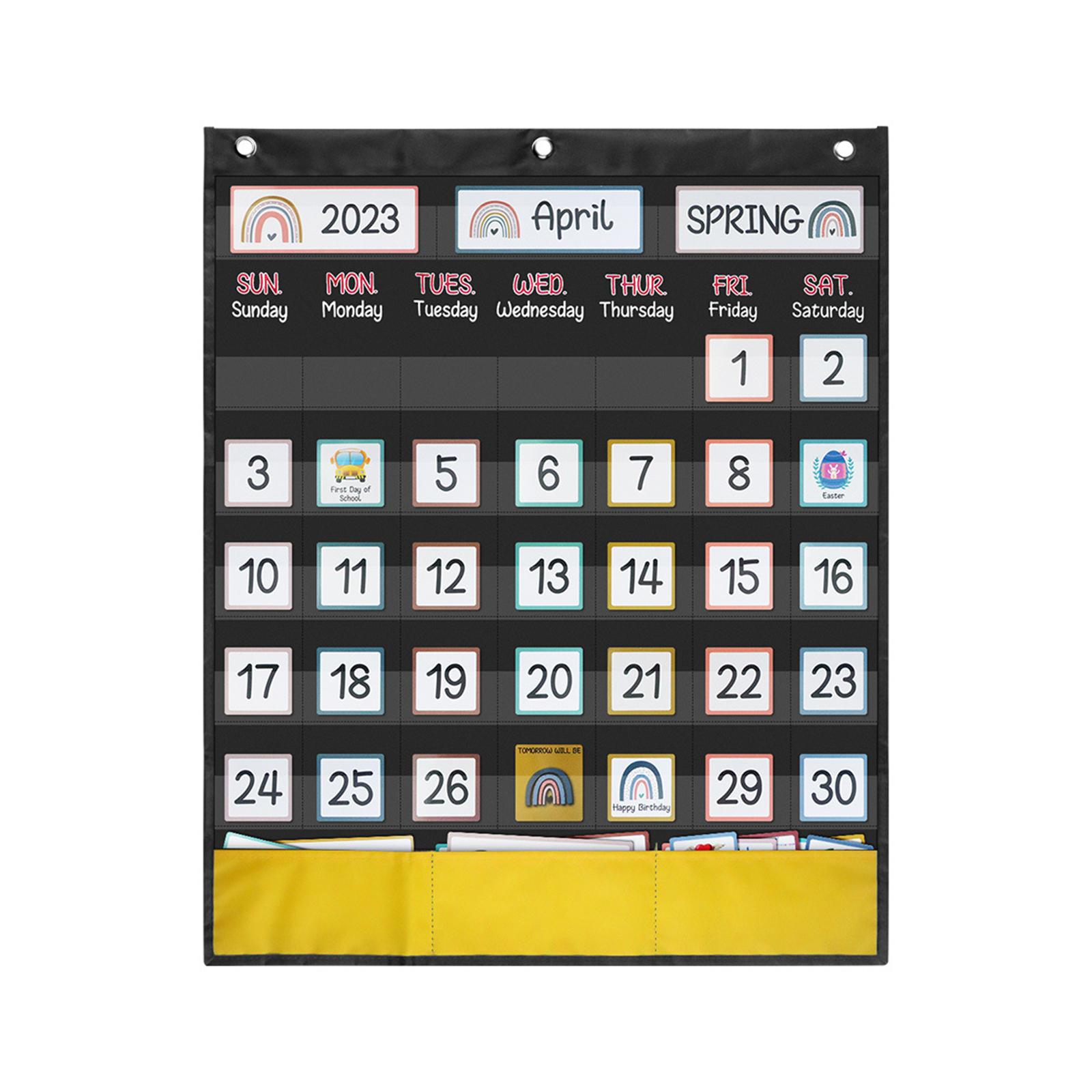 Classroom Monthly Calendar Pocket Chart, Classroom Organized Chart, Homeschool Supplies Teaching Calendar Calendar for Kids - image 2 of 8