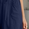 thumbnail image 5 of Womens Pants with Pockets 100% Cotton Decorative Button Drawstring Cropped Pants, 5 of 7