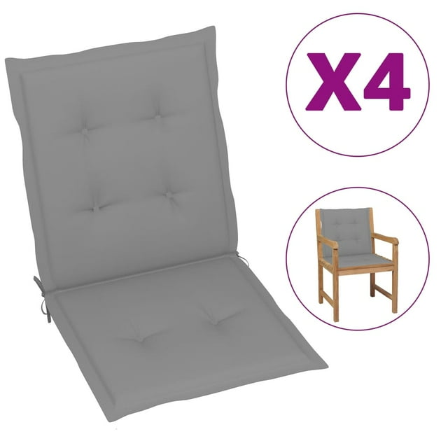 vidaXL Garden Lowback Chair Cushions 4 pcs Grey Oxford Fabric