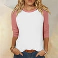 thumbnail image 1 of WILLBEST Chemise de Compression Femme Manches 3/4 Haut Été Décontracté Polyvalent Raglan Col Rond Chemise Décontractée Haut, 1 of 4