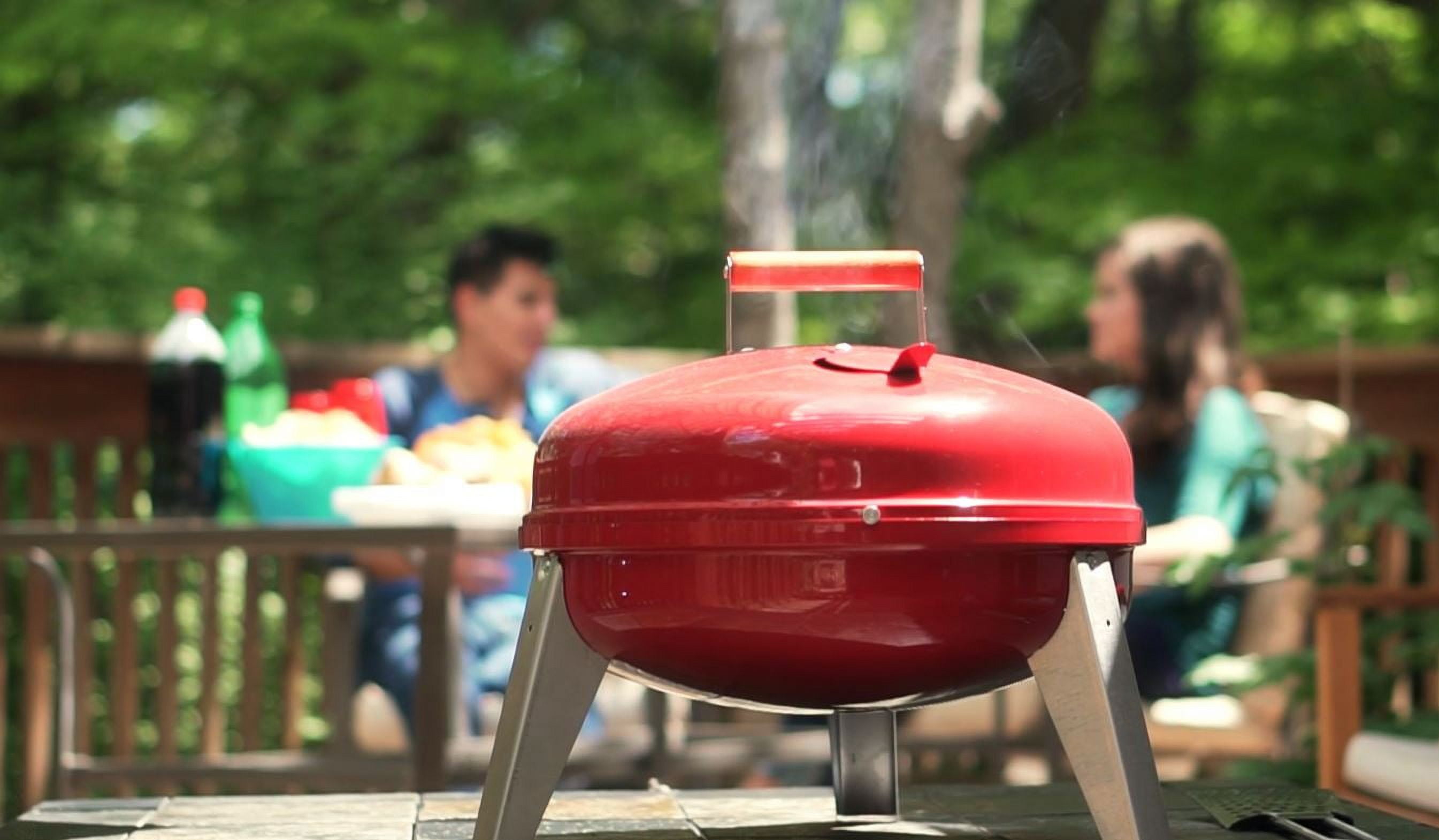 Americana Lock 'N Go Portable Steel Charcoal Grill, 176 Sq. In. Cooking Area, Red