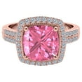 thumbnail image 2 of Mauli Jewels Rings for Women 2.60 Carat Diamond And Cushion Cut Pink Topaz Ring 4 Prong 14K Rose Gold, 2 of 6