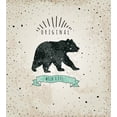 thumbnail image 3 of Bear Queen Size Duvet Cover Set, Vintage Wildlife Label Hunting Theme Icon with Random Dots Predator Paws, Decorative 3 Piece Bedding Set with 2 Pillow Shams, Tan Black Mint Green, by Ambesonne, 3 of 3