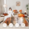 thumbnail image 3 of Manfei Abstract Oil Painting Twin Comforter Sets, Orange Brown Brushstroke Bedding Set, Orange Brown, Black Reversible 2 Pieces, 1 Comforter and 1 Pillowcase, 3 of 6