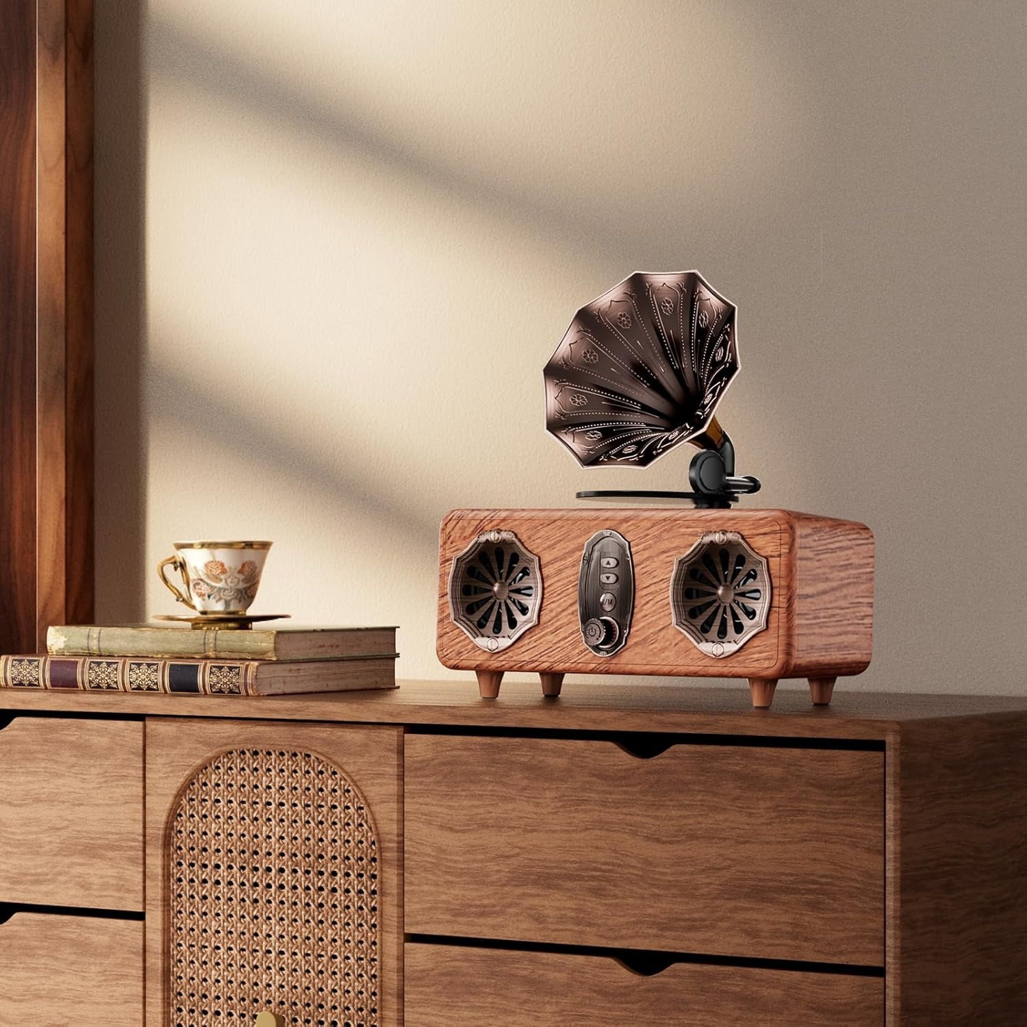 Imego Retro Bluetooth Speaker with 5.4, FM Radio, USB/TF/AUX Playback, Rich Bass, Vintage Wireless Speaker for Home & Office Decor