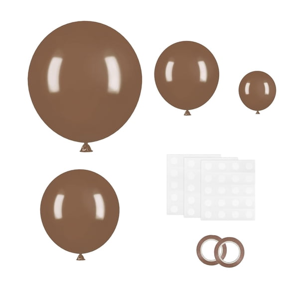 129 Pcs Brown Balloon Arch Garland Kit With 2 Ribbons & 7 Glue Dot Sheets - Balloon Set For Birthday Party Baby Shower Wedding Anniversary - Versatile Decor For Various