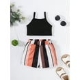 thumbnail image 2 of CIYCuIT Toddler Baby Girls Casual Shorts Sets 6M 9M 12M 18M 24M 3T Sleeveless Spaghetti Straps Camisole + Striped Shorts 2Pcs Infant Summer Daily Outfits, 2 of 7