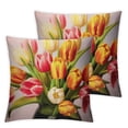 thumbnail image 2 of COMIO  Square Throw Pillow Covers Beautiful Tulips Flowers Vintage Floral Design Pillow Cases Decorative for Home Bedroom Sofa Pillowcases Standard 2Pcs White, 2 of 6
