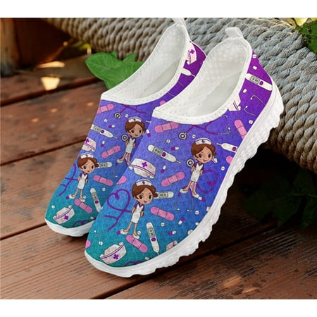 

Gradient Sketch Medical Print Penny Loafers Women Shoes Summer Woman Flats Nursing Shoes Slip-on Casual Shoes Mesh Sneakers