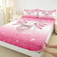thumbnail image 3 of Manfei Girly Pink Axolotl Twin Sheet Sets for Teen, Kawaii Cute Animal Twin Fitted Sheet, Princess Cartoon Style Flat Sheet, Lightweight Room Decor, 3 Pieces, 3 of 7