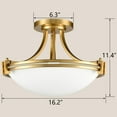 thumbnail image 7 of Claxy 3-Light Gold Semi Flush Mount Light with Bowl Milk Glass Shade, 7 of 7