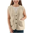 thumbnail image 6 of adviicd Women's Fleece Vest for Autumn Winter, Warm Soft Sleeveless Jacket Casual Short Puffer Waistcoat with Pockets (Beige, M), 6 of 7