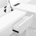 thumbnail image 6 of Full Size Platform Bed Frame with Charging Station and Dressing Table, Wooden L-Shaped Daybed with 6 Storage Drawers and Headboard, White, 6 of 8