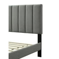 thumbnail image 3 of Queen Size Bed Frame with USB Charging, Queen Size Platform Bed Frame with Square Design Headboard, Queen Size Upholstered Bed Frame with Wooden Slats, Gray, 3 of 5